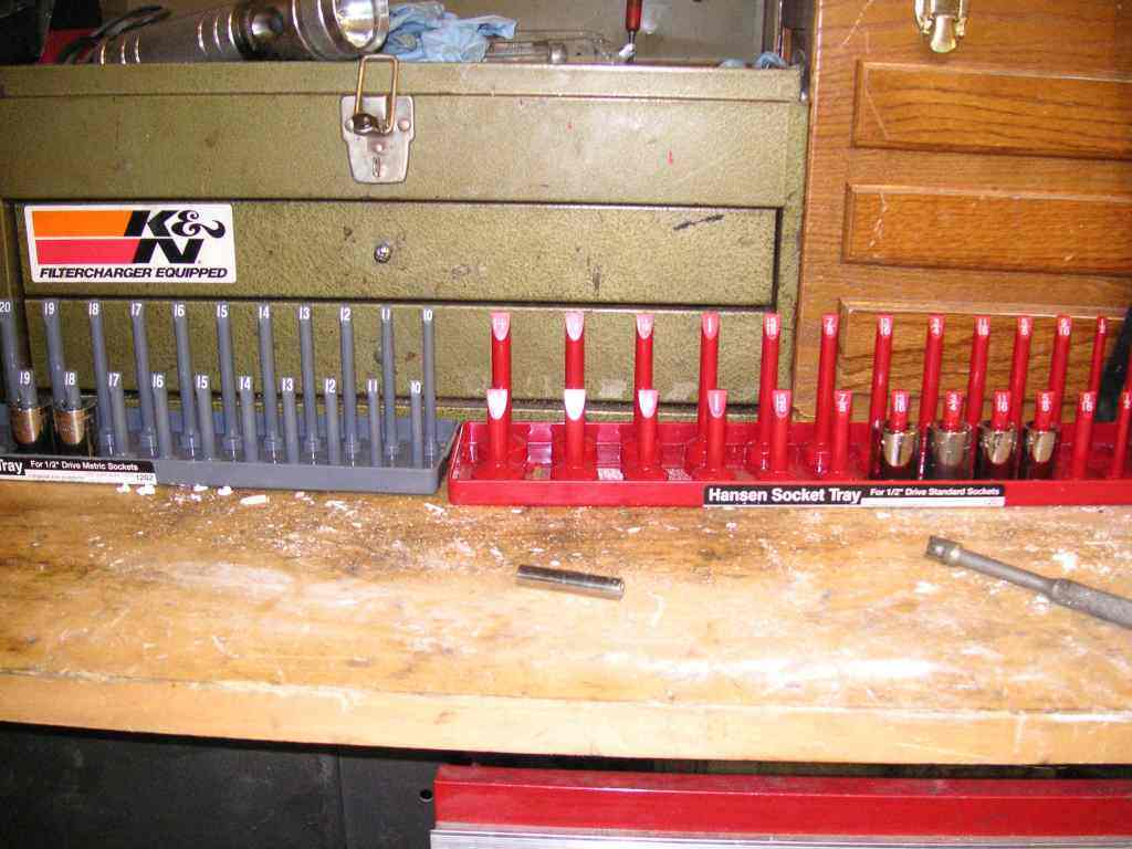 Hansen 1/2" Drive SAE Socket Tray - Holds Standard & Deep Sockets, Red ABS Plastic